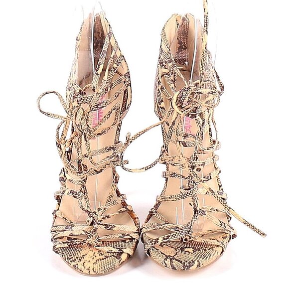 JUSTFAB Stylewatch Dannette snake print strappy lace up heels 6.5 - Picture 4 of 4